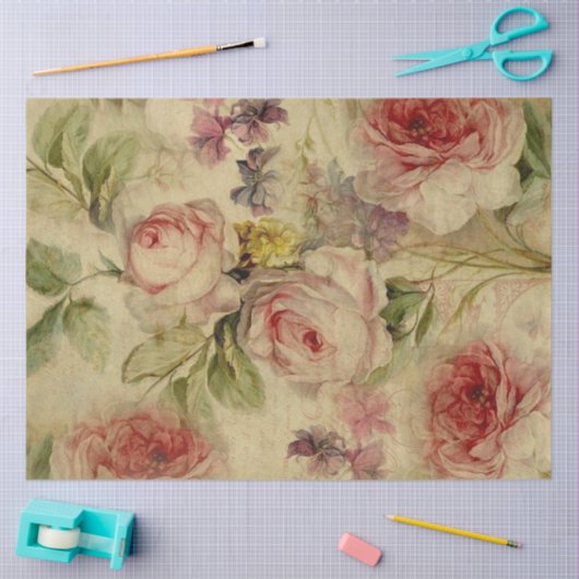 ontkoppeling van Floral Bouquet Script Ephemera Tissuepapier (Craft)