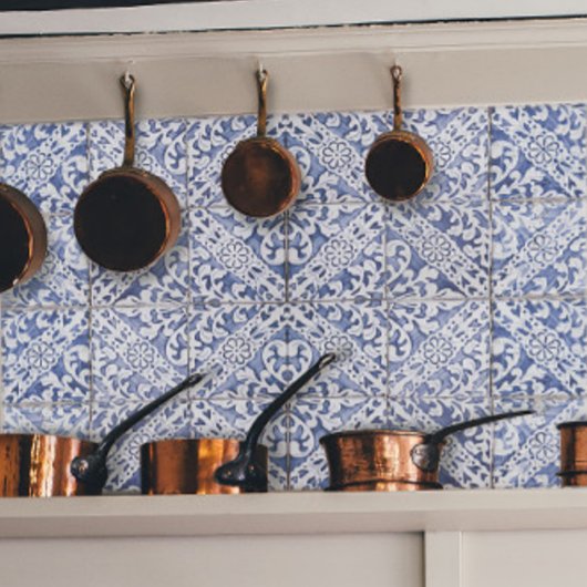  ontkoppeling van Floral Delft Blue en White Tegel Tissuepapier