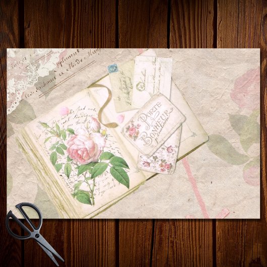 ontkoppeling van Floral French Scrapbook Ephemera Tissuepapier