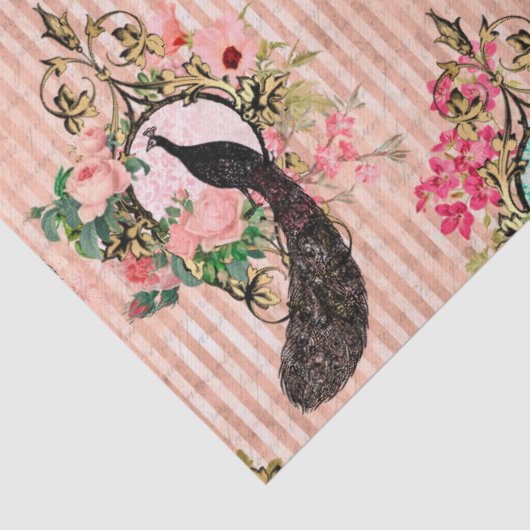  ontkoppeling van Floral Pacock Pink Tissuepapier (Detail)