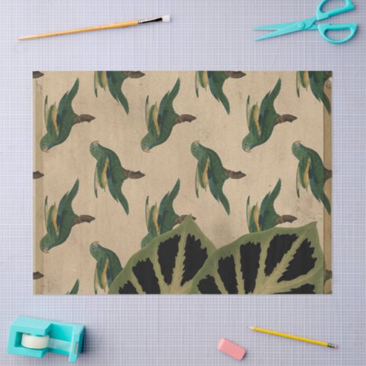 ontkoppeling van groene en gele vogels tissuepapier (Craft)