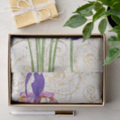 Ontkoppeling van het Floral Paarse Iris Gold Damas Tissuepapier (Geschenk)
