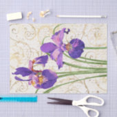 Ontkoppeling van het Floral Paarse Iris Gold Damas Tissuepapier (Craft)