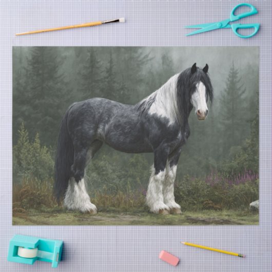 Ontkoppeling van het landschap van het trekpaard tissuepapier (Craft)