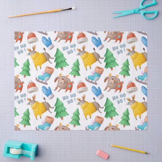 Ontkoppeling van kattenhonden, rendieren- en kerst tissuepapier (Craft)