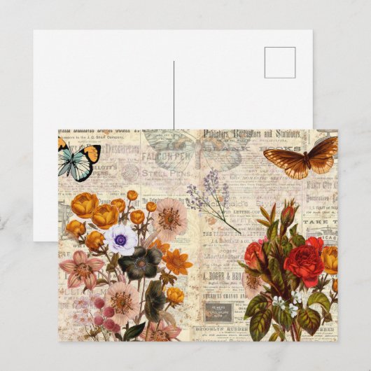  ontkoppeling van kleurrijke flora briefkaart (Voorkant / Achterkant)