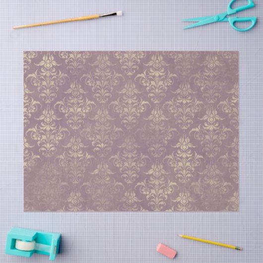 Ontkoppeling van lavender en Gold Damask Tissuepapier (Craft)