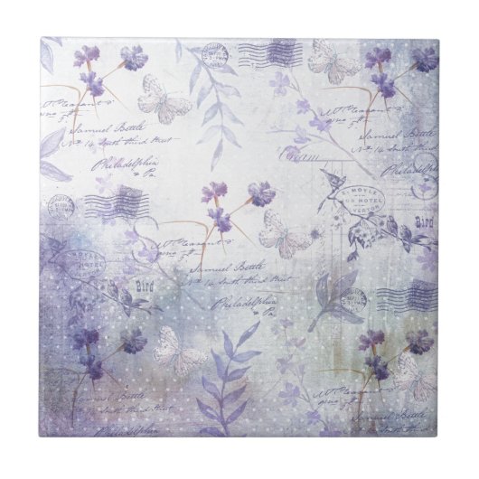 Ontkoppeling van lavender Flowers Tegeltje (Voorkant)