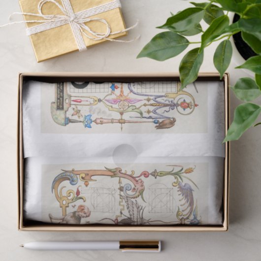 Ontkoppeling van monogram-kalligrafie tissuepapier (Geschenk)