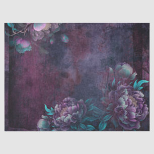 Ontkoppeling van Paarse en Blauwgroen Peony Flower Tissuepapier