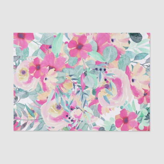 Ontkoppeling van pastels Pinks Floral Flowers Tissuepapier (Voorkant)