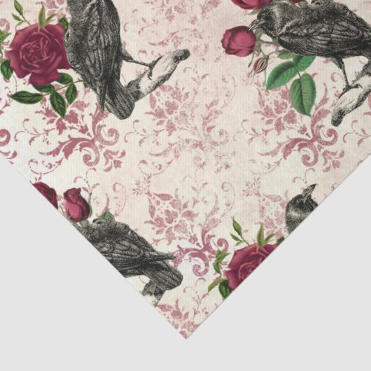 Ontkoppeling van Raven en Rozen Damask Tissuepapier (Detail)