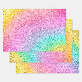 Ontkoppeling van regenboogpasta Glitter Patroon  Inpakpapier Vel