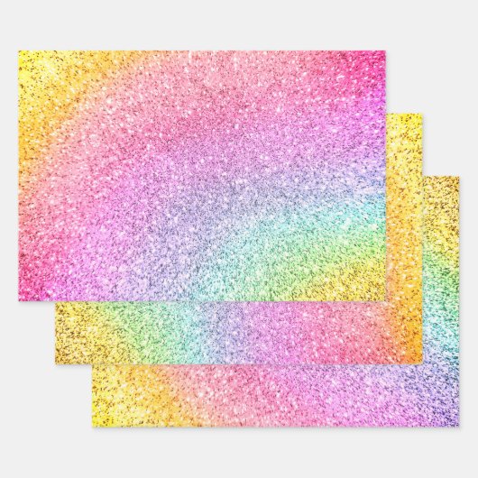Ontkoppeling van regenboogpasta Glitter Patroon  Inpakpapier Vel (Set)