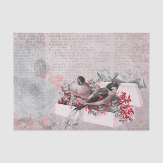 ontkoppeling van Roos en vogels Tissuepapier (Voorkant)