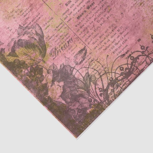 Ontkoppeling van roze en goudvogel tissuepapier (Detail)