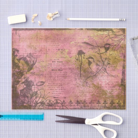 Ontkoppeling van roze en goudvogel tissuepapier (Craft)