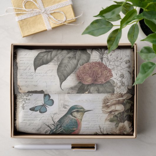 ontkoppeling van Rozen en vogels Tissuepapier (Geschenk)