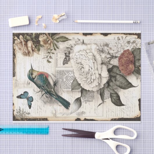 ontkoppeling van Rozen en vogels Tissuepapier (Craft)