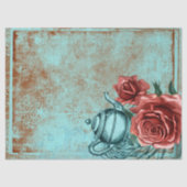 Ontkoppeling van Turquoise Floral Teapot Tissuepapier (Voorkant)