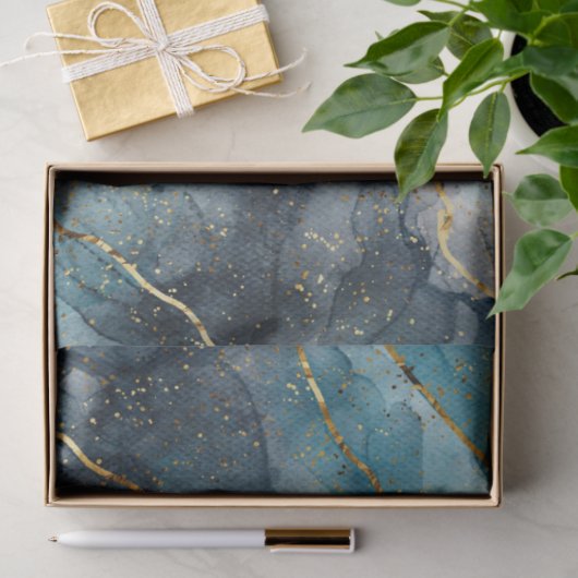 Ontkoppeling van turquoise Gold Grain Marble Tissuepapier (Geschenk)