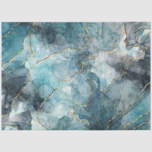 Ontkoppeling van turquoise Gold Grain Marble Tissuepapier