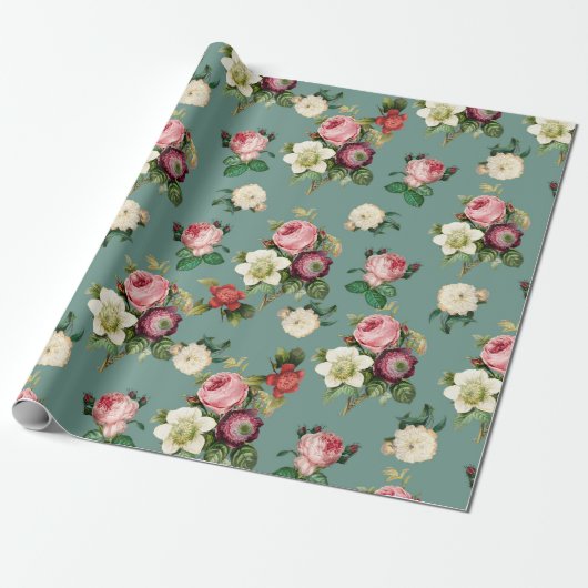  ontkoppeling van Victoriaans bloemen - paardenhui Cadeaupapier (Uitgerold)