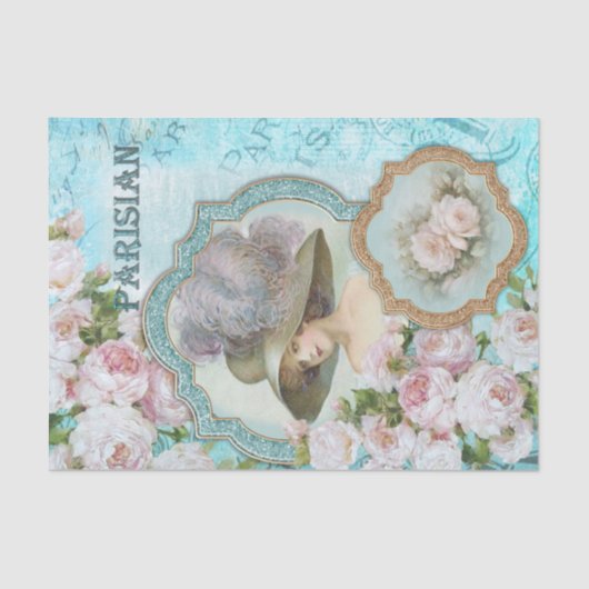  ontkoppeling van Victoriaans Rozen Tissuepapier (Voorkant)