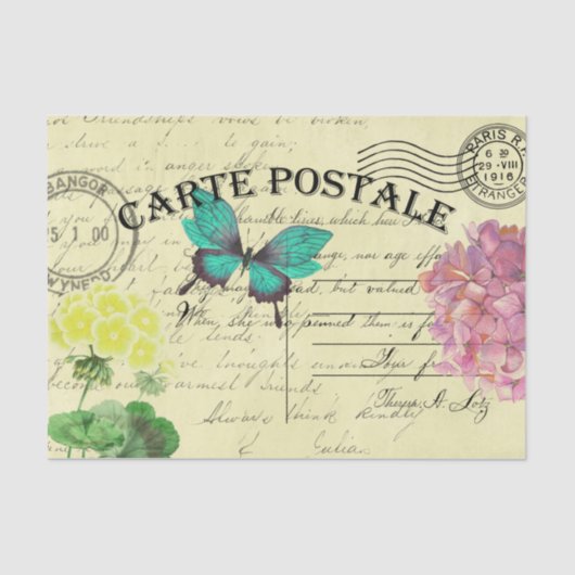Ontkoppeling van vlinderbloemigen Frans Briefkaart Tissuepapier (Voorkant)