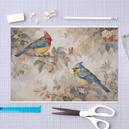 Ontkoppeling van vogels en takken tissuepapier (Craft)