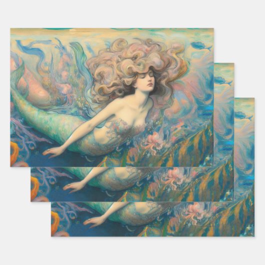 Ontkoppeling van  zeemeermin inpakpapier vel (Set)
