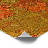 Ontkoppeling van zonnebloem Oranje goudkunst Poster (Hoek)