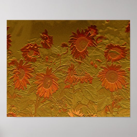 Ontkoppeling van zonnebloem Oranje goudkunst Poster (Voorkant)