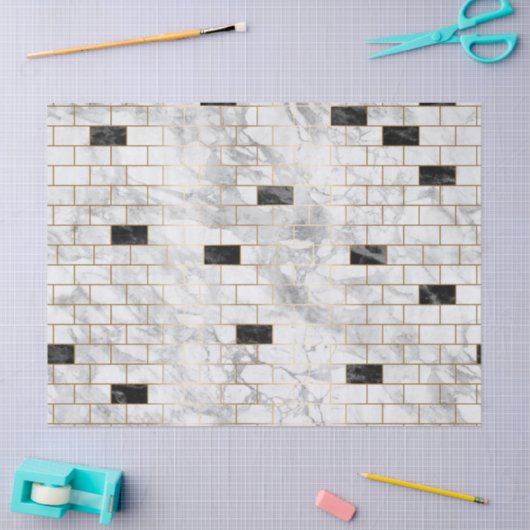 Ontkoppeling van zwart en wit marmer tissuepapier (Craft)