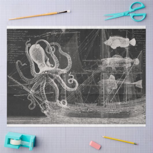 ontkoppeling van zwarte en witte Oceaan Tissuepapier (Craft)