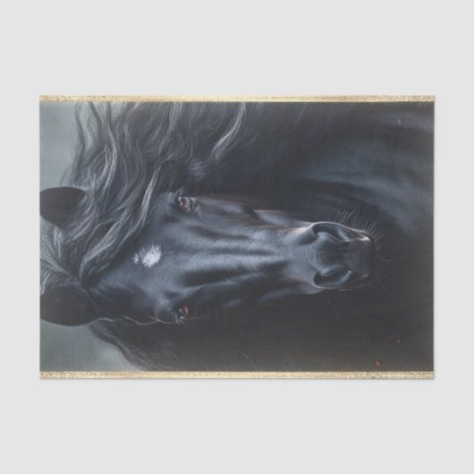 Ontkoppeling van zwarte Friesian Horse Tissuepapier (Voorkant)