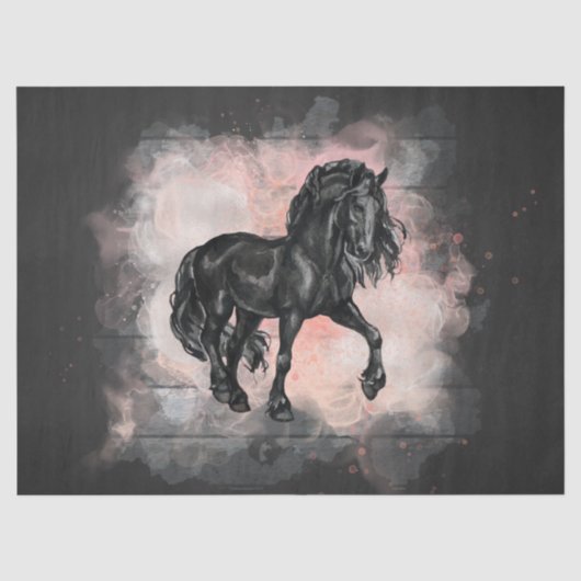 Ontkoppeling van zwarte Friesian Horse Tissuepapier (Voorkant)