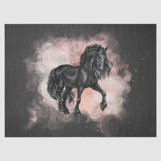 Ontkoppeling van zwarte Friesian Horse Tissuepapier (Voorkant)