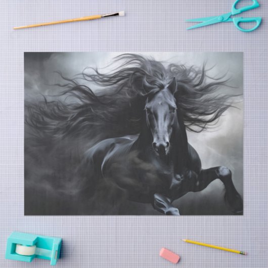 Ontkoppeling van zwarte Friesian Horse Tissuepapier (Craft)