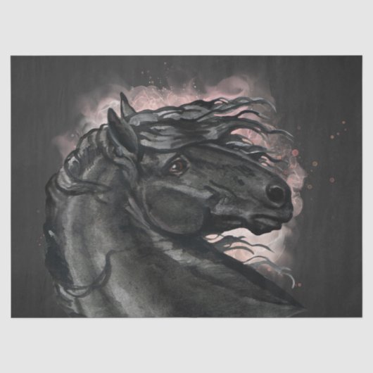 Ontkoppeling van zwarte Friesian Horse Tissuepapier (Voorkant)