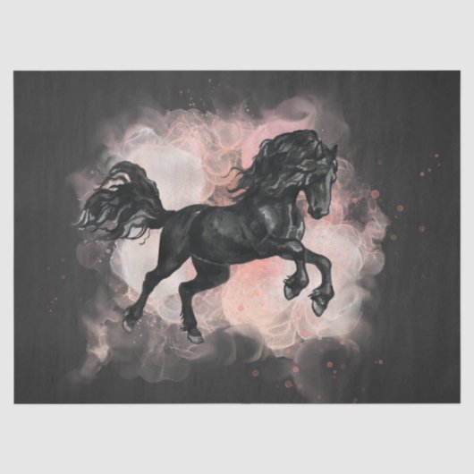 Ontkoppeling van zwarte Friesian Horse Tissuepapier (Voorkant)