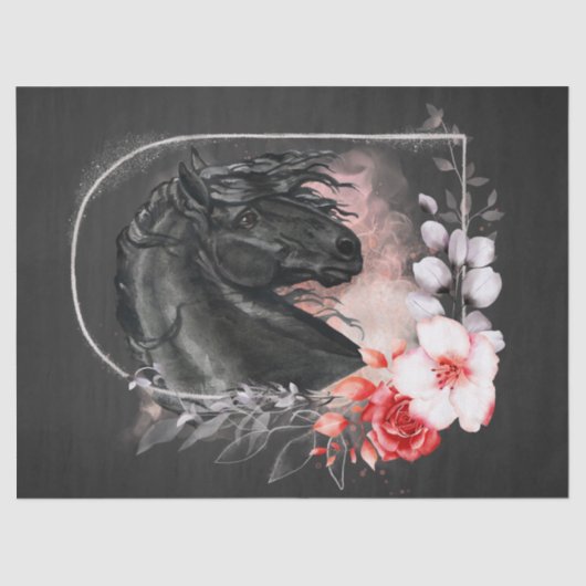 Ontkoppeling van zwarte Friesian Horse Tissuepapier (Voorkant)