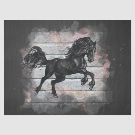 Ontkoppeling van zwarte Friesian Horse Tissuepapier (Voorkant)