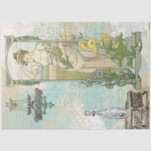*~*  ontkoppeling Vrouw Art Nouveau AR23 Tissuepapier