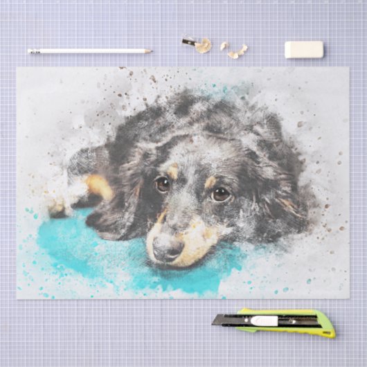 Ontkoppeling Waterverf Dachshund Tissuepapier (Craft)