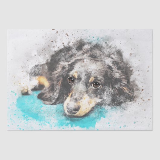 Ontkoppeling Waterverf Dachshund Tissuepapier (Voorkant)
