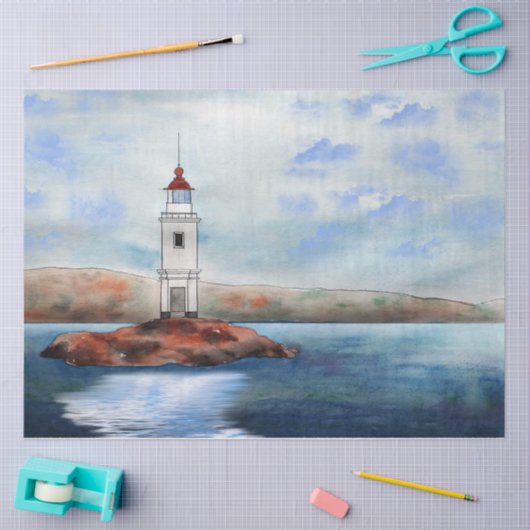 Ontkoppeling Waterverf vuurtoren Tissuepapier (Craft)