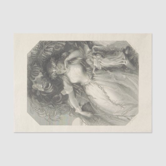 Ontkoppeling zwart-wit Titania Shakespeare Tissuepapier (Voorkant)