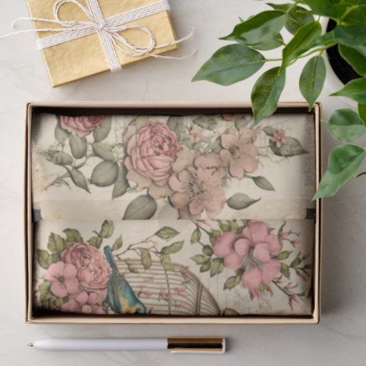  ontkoppelpapier Roze vlekvlinders Tissuepapier (Geschenk)