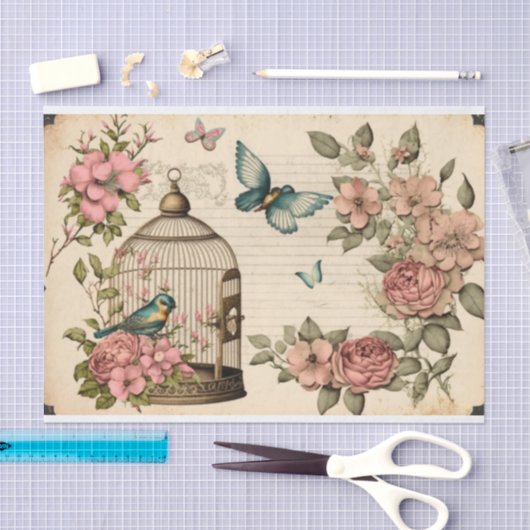  ontkoppelpapier Roze vlekvlinders Tissuepapier (Craft)